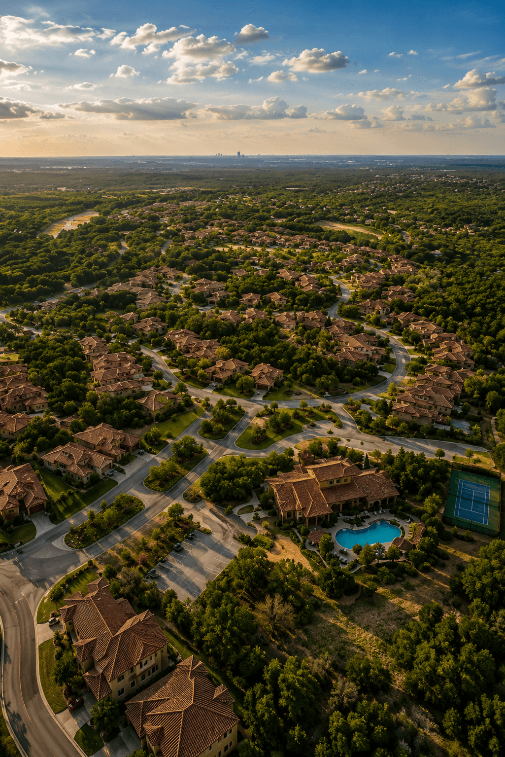 Homes and streets in Cibolo Canyon, San Antonio