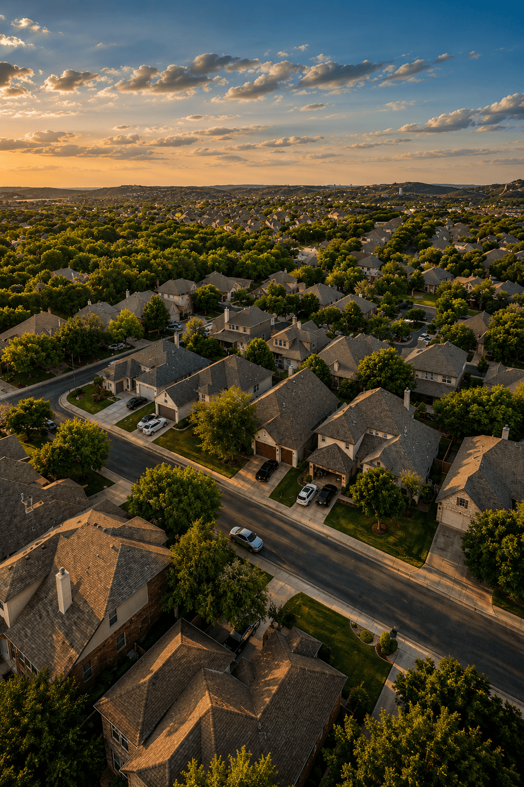 Homes and streets in Scenic Oaks, San Antonio